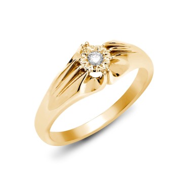 9ct Yellow Gold Gents Diamond Ring