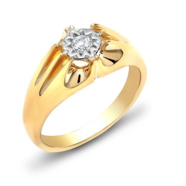 9ct Yellow Gold Gents Diamond Ring