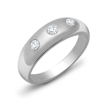 9ct White Gold Gents 3 Stone Diamond Ring