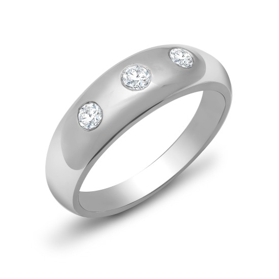 9ct White Gold Gents 3 Stone Diamond Ring