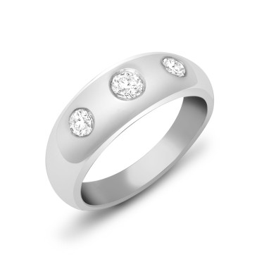 9ct White Gold Gents 3 Stone Diamond Ring