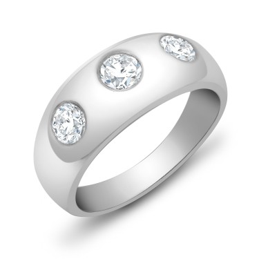 9ct White Gold Gents 3 Stone Diamond Ring