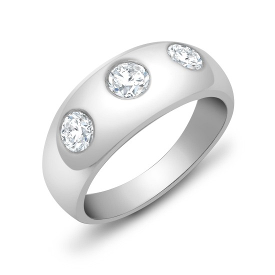 9ct White Gold Gents 3 Stone Diamond Ring