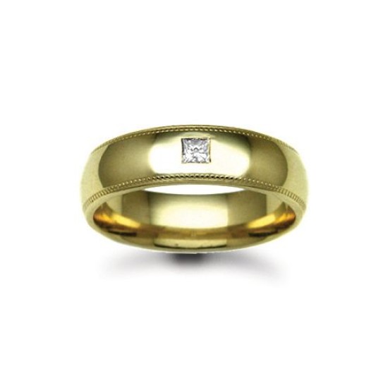 9ct Gold Yellow Diamond Rubover set Wedding Ring