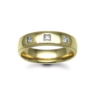 9ct Gold Yellow Diamond Rubover set Wedding Ring 5mm