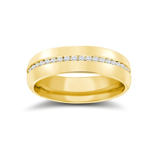 9ct Yellow Gold RBC Court Diamond Wedding Band Fully Set - 5mm - 50pts