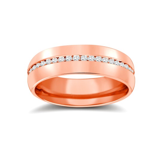 9ct Rose Gold RBC Court Diamond Wedding Band Fully Set - 6mm - 70pts