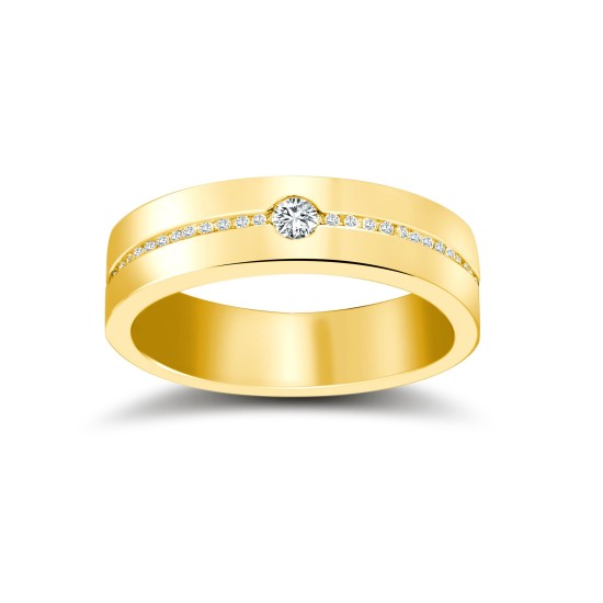 9ct Yellow Gold RBC Flat Court Diamond Wedding Band Half Set - 4mm - 28pts