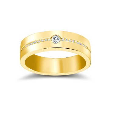 9ct Yellow Gold RBC Flat Court Diamond Wedding Band Half Set - 6mm - 30pts 6mm