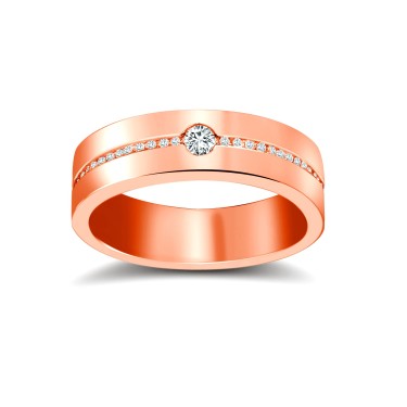 9ct Rose Gold RBC Flat Court Diamond Wedding Band Half Set - 6mm - 30pts 6mm