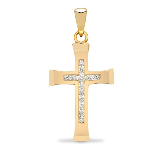 9ct Yellow Gold Diamond Cross