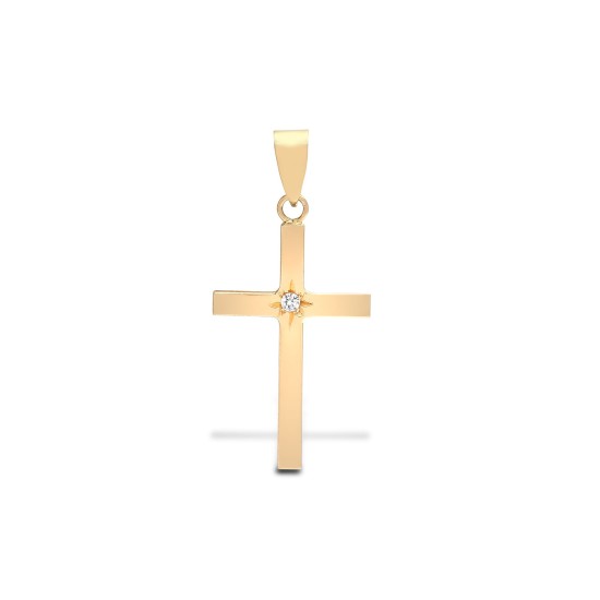 9ct Yellow Gold Diamond Cross