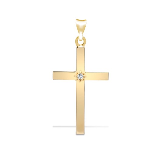 9ct Yellow Gold Diamond Cross