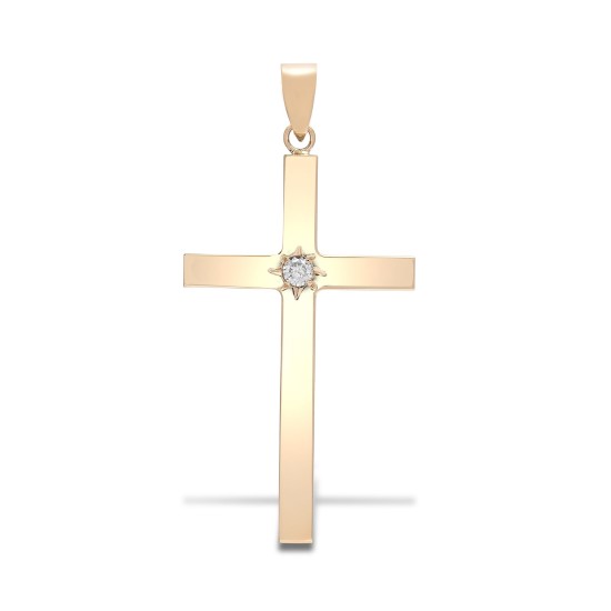 9ct Yellow Gold Diamond Cross