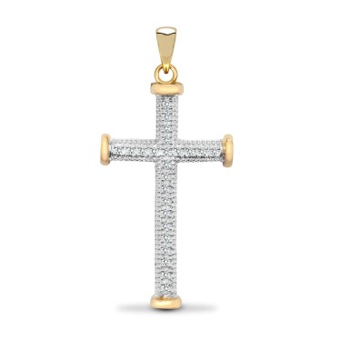9ct Yellow Gold Diamond Cross