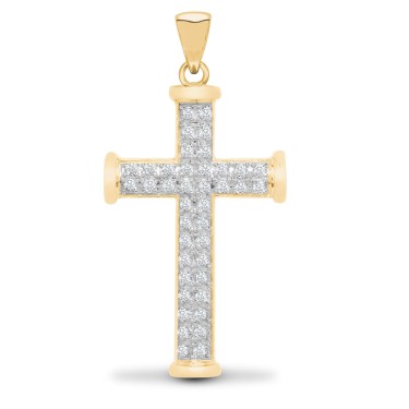 9ct Yellow Gold Diamond Cross