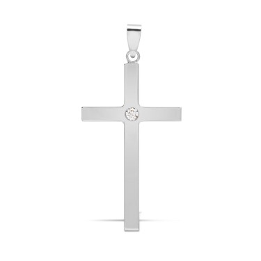 9ct White Gold Diamond Cross