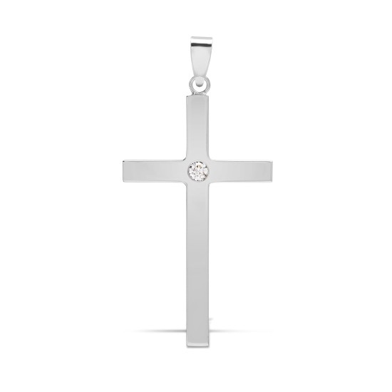 9ct White Gold Diamond Cross