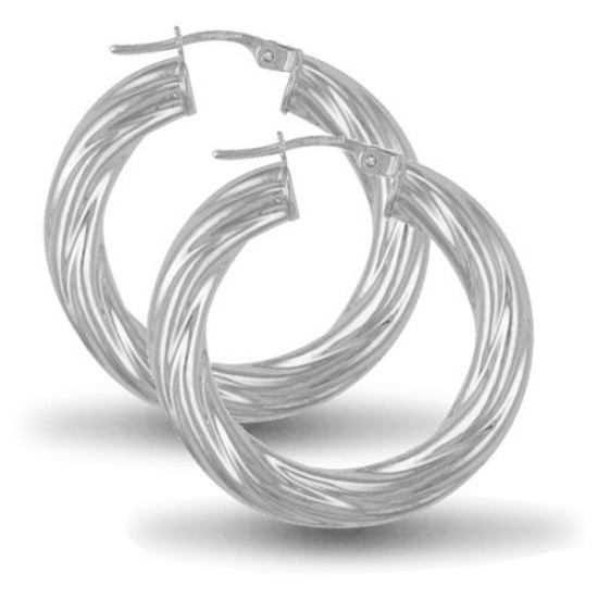 925 Sterling Silver Twist Hoop Earrings