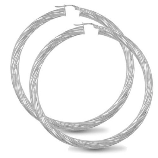 925 Sterling Silver Twist Hoop Earrings