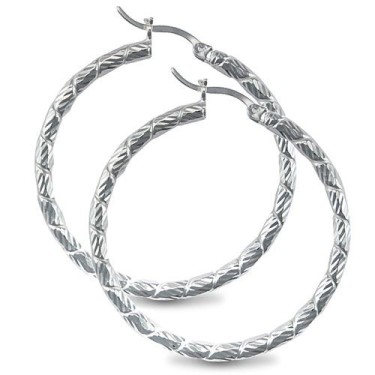 925 Sterling Silver Twist Hoop Earrings