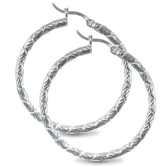 925 Sterling Silver Twist Hoop Earrings