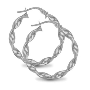 925 Sterling Silver Loose Twist Hoop Earring
