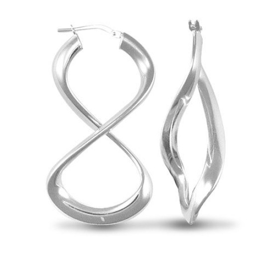 JN Jewellery 925 Silver Polished Figure of Eight Hoop Earrings
