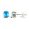 925 Sterling Silver Blue Topaz Round Stud Earrings
