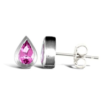 925 Sterling Silver Amethyst Tear Drop Shape Stud Earrings