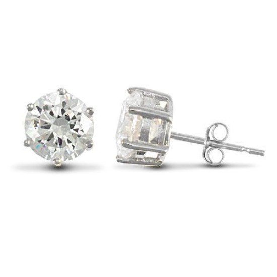 925 Silver 6mm Cubic Zirconia Studs