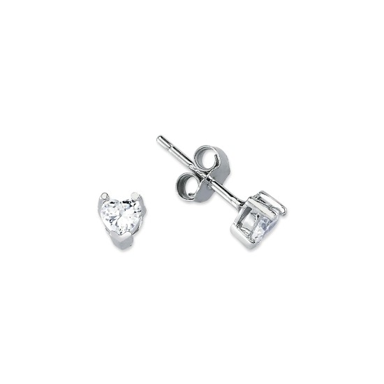 925 Silver Heart Shape Cubic Zirconia Studs