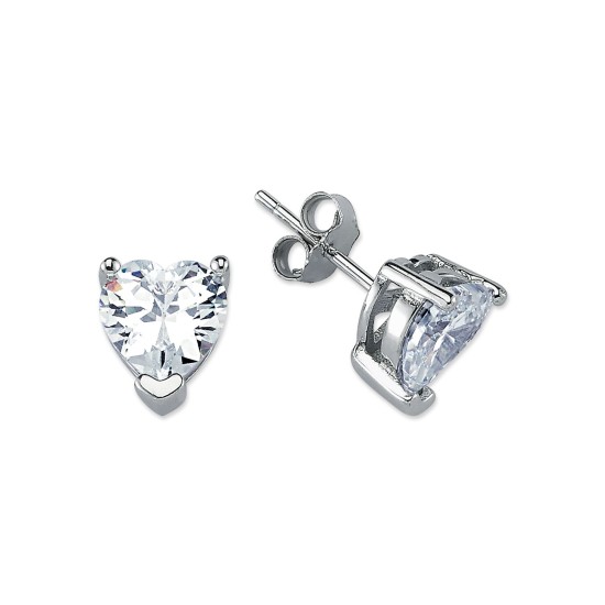 925 Siver 8mm Heart Shape CZ Studs