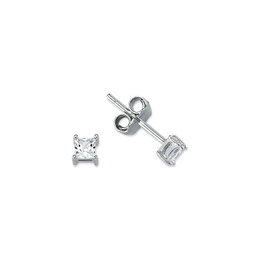 925 Silver 3mm CZ Set Studs Square