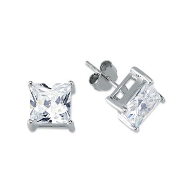 925 Silver 8mm CZ Set Studs Square
