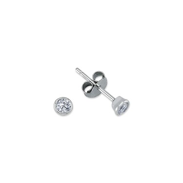 925 Silver 4mm CZ Set Rub Over Stud Earrings