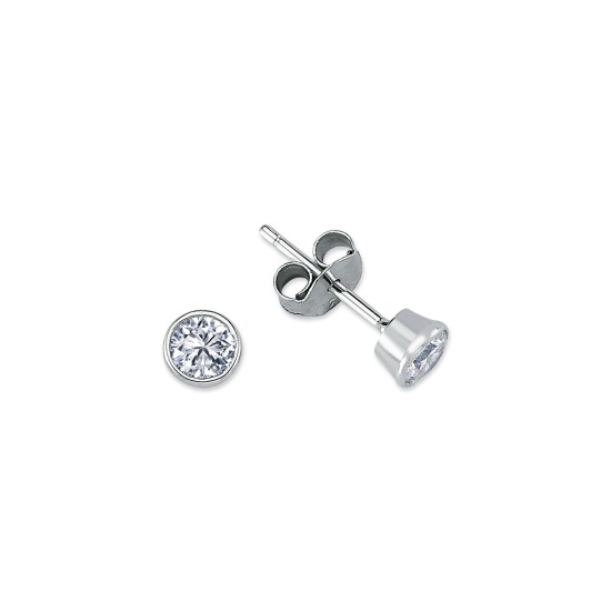 925 Silver 5mm CZ Set Rub Over Stud Earrings