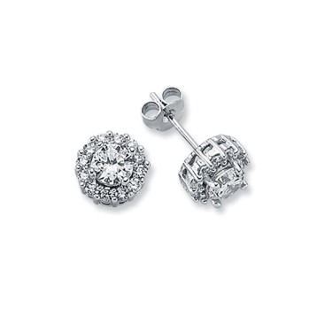925 Silver CZ Set Round Cluster Stud earrings