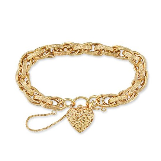 9ct Yellow Gold Filigree Padlock Bracelet