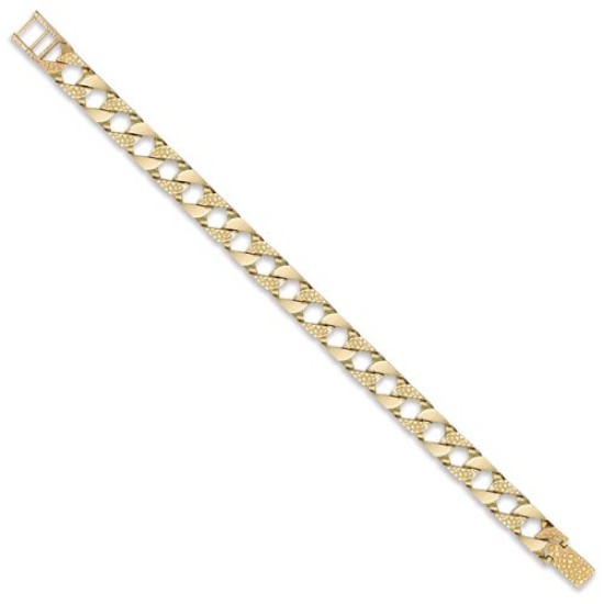 9ct Gold Polished & Lizard Cast Curb Bracelet