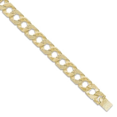 9ct Gold Heavy Cast Lizard & Polished Curb Bracelet
