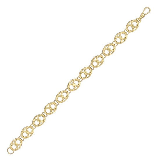 9ct Yellow Gold Solid Cast Fancy Marine Link Bracelet