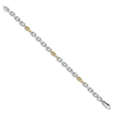 14ct White and Yellow Solid Cable and Bollard Chain Chain