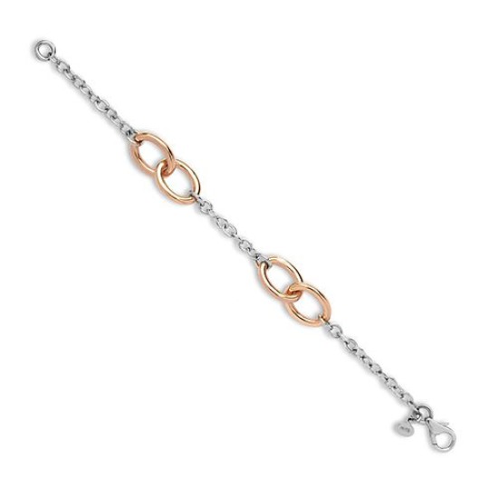 9ct White and Rose Solid Bi Colour Oval Link Chain Chain