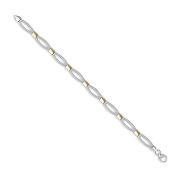 14ct White and Yellow Solid Bi Colour Bracelet