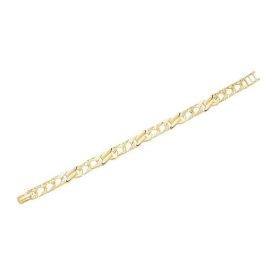 9ct Parallel and Patterned Link Curb Bracelet