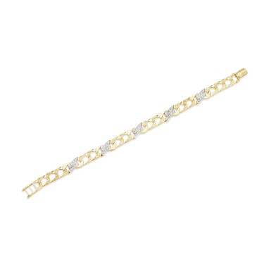 9ct CZ Set Parallel and Patterned Link Curb Bracelet