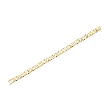 9ct Patterned & Plain Curb Bracelet 8.0mm
