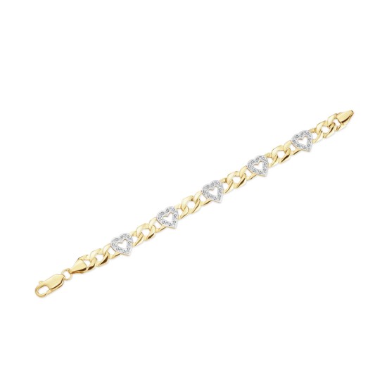 9ct Childs CZ Set Heart Curb Bracelet