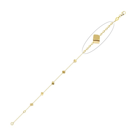 9ct Gold Cube & Rolo Bracelet
